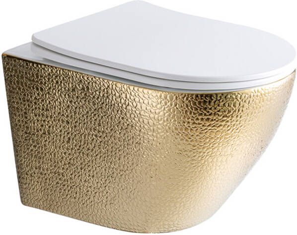 DATEG Star & Art rimfree Hangend Toilet 49x37 crocostructuur goud wit