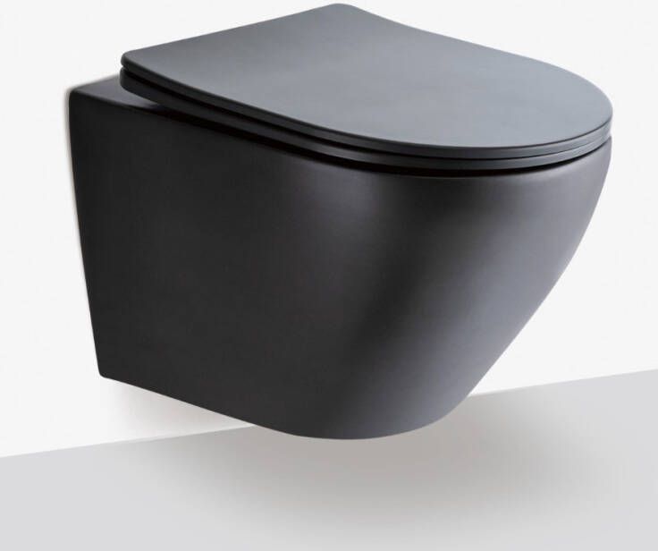 DATEG Vulsini rimfree hangend toilet 48 mat zwart