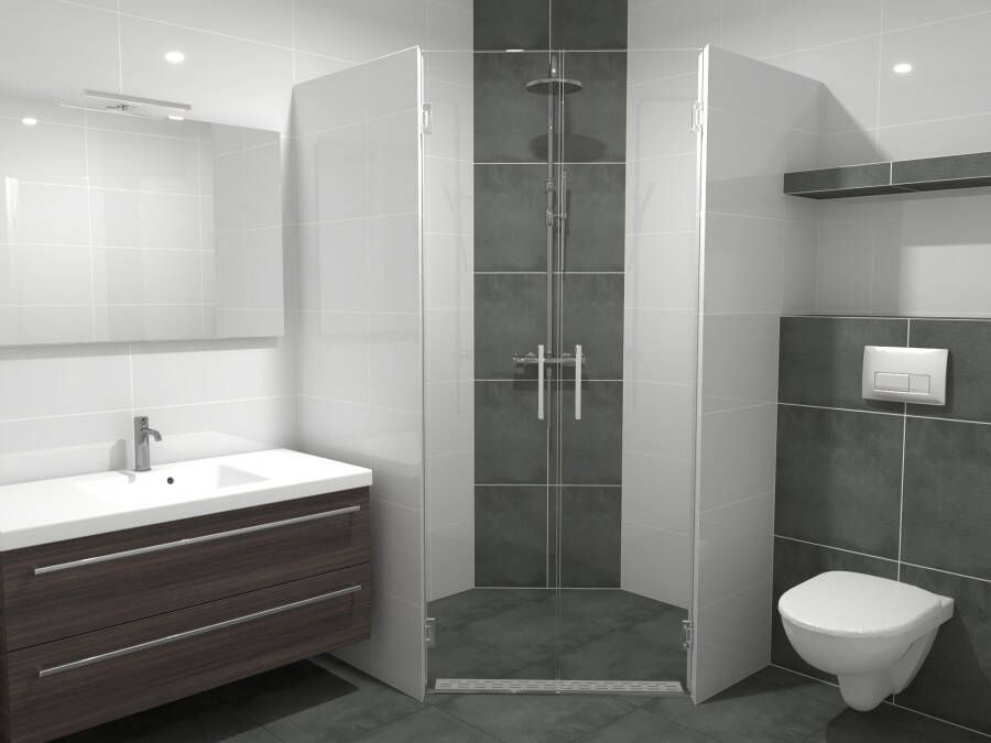 Complete badkamer met grote doucheruimte