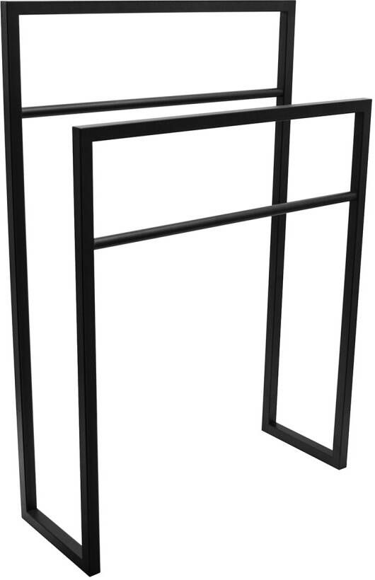 Wiesbaden Handdoekhouder Libra 80x55x20cm Vrijstaand 4 Stangen Mat Zwart - Foto 3