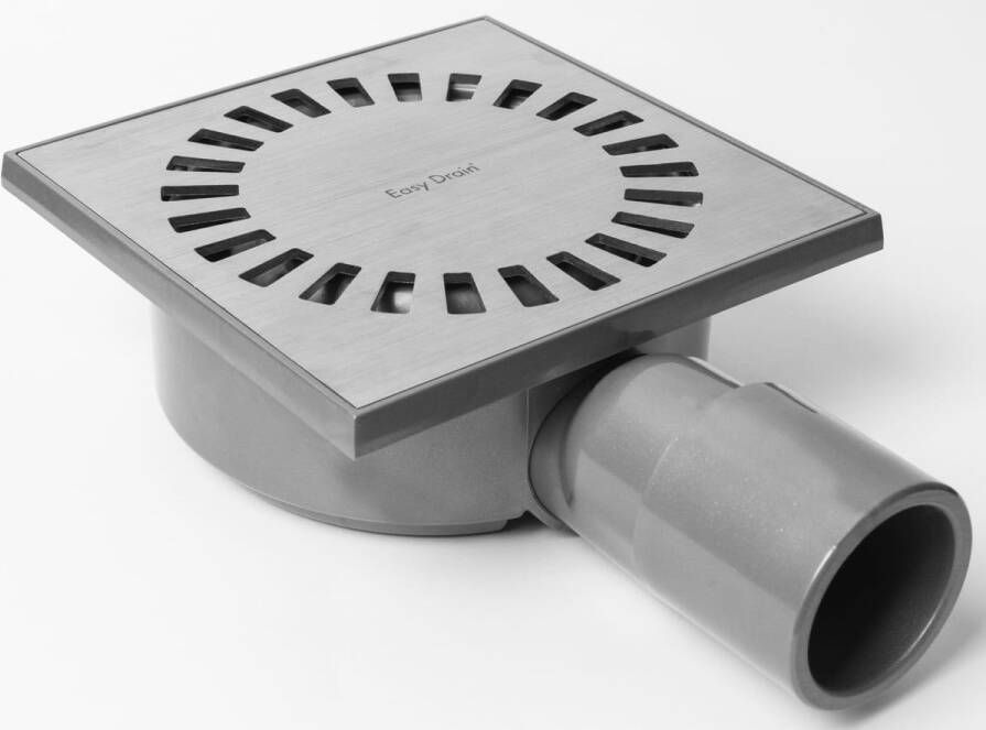 Easy Drain Aqua Compact vloerput met ABS sifonhuis RVS rooster en zijuitlaat 15x15cm inbouwdiepte 60mm incl. verstelb. uitloop Ø50 Ø40m AQUACOM-15X15 - Foto 2
