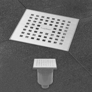 Easy Drain Aqua Quattro vloerput met ABS afwerkdeel RVS rooster en onderuitlaat 15x15cm inbouwdiepte 101 139mm waterslot 50mm AQUA-15X15-MSI3
