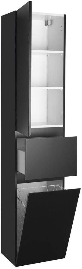 Aqualine Altair kolomkast met wasmand 184x40 mat zwart