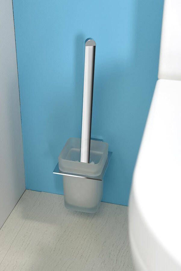 Aqualine Apollo Toiletborstel houder mat glas chroom