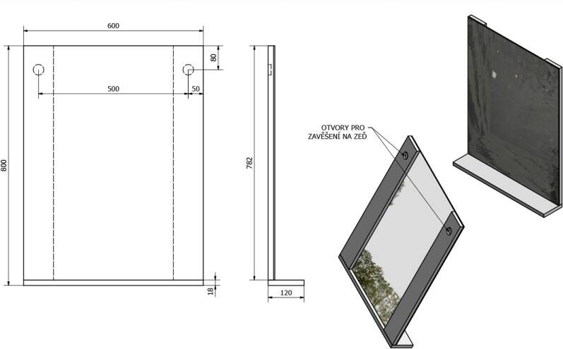 Aqualine Beta-Spiegel 60x80x12cm