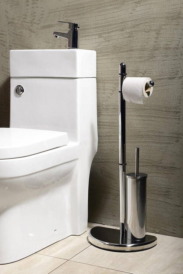 Aqualine Hibiscus Vrijstaande toiletborstel en wc-papierhouder chroom