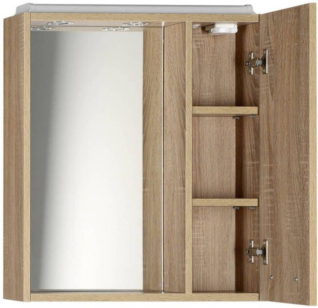 Aqualine Keramia Fresh LED-spiegelkast rechts 60x60cm oak platin