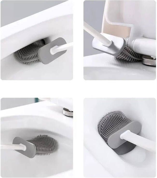 Aqualine siliconen toiletborstel wit