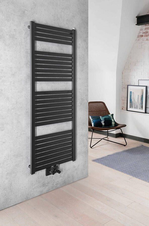 Aqualine Tondi handdoek radiator 45x133 mat zwart