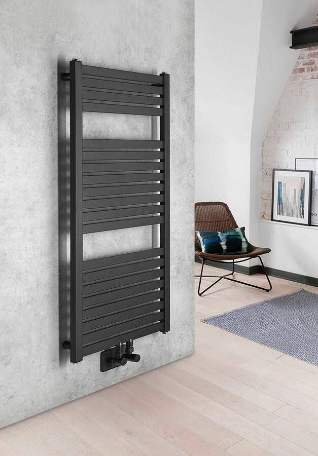 Aqualine Tondi handdoek radiator 45x97 mat zwart