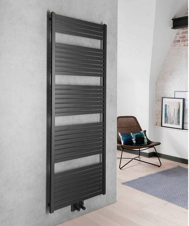 Aqualine Tondi handdoek radiator 60x169 mat zwart