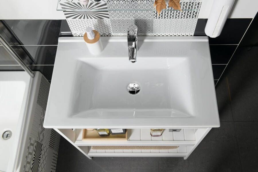 Aqualine Zuno 75 Wastafel voor badkamermeubel 75x45 wit