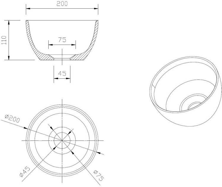 Best design Arezzo fontein opbouwkom Just Solid Ø20cm glans wit