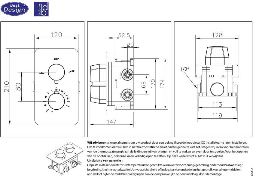 Best design Garand inbouw regendoucheset M300 RVS 304