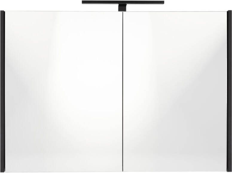 Best design Happy Black spiegelkast met verlichting 100x60 mat zwart