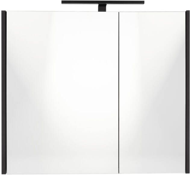 Best design Happy Black spiegelkast met verlichting 60x60 mat zwart