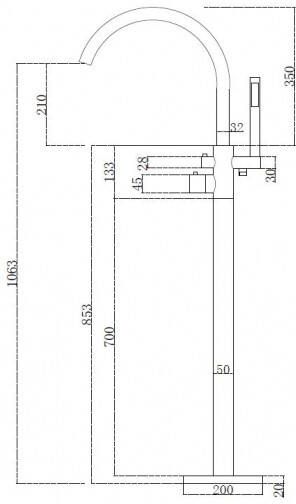 Best design Importa vrijstaande thermostatische badkraan 120cm chroom