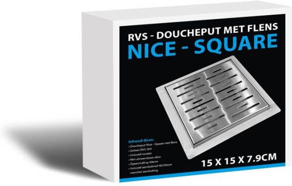 Best design Nice RVS doucheput N Square inclusief flens 15x15x7cm