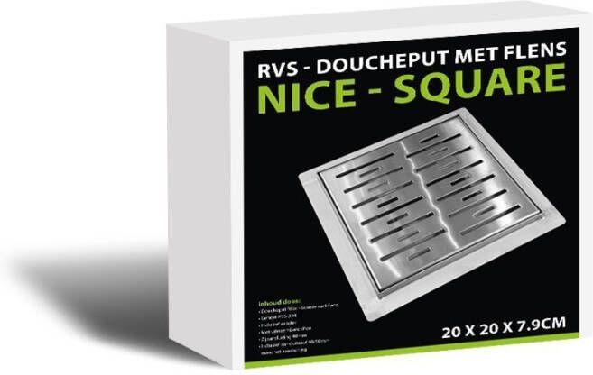 Best design Nice RVS doucheput N Square inclusief flens 20x20x7cm