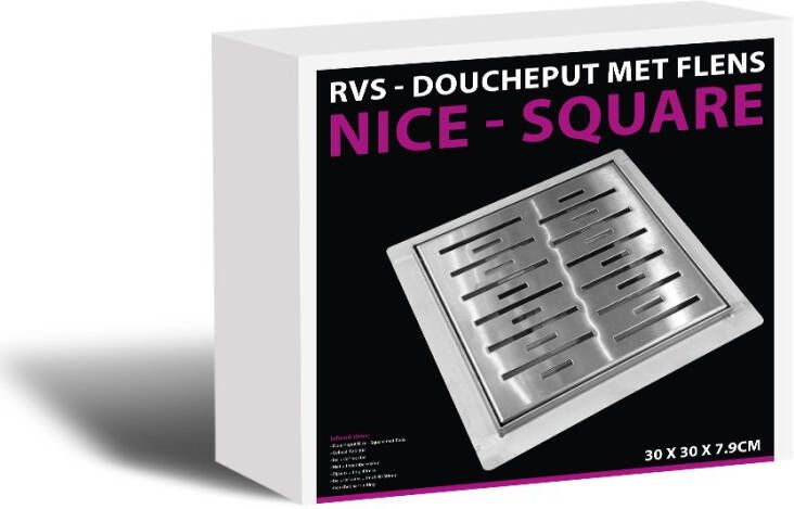 Best design Nice RVS doucheput N Square inclusief flens 30x30x7cm