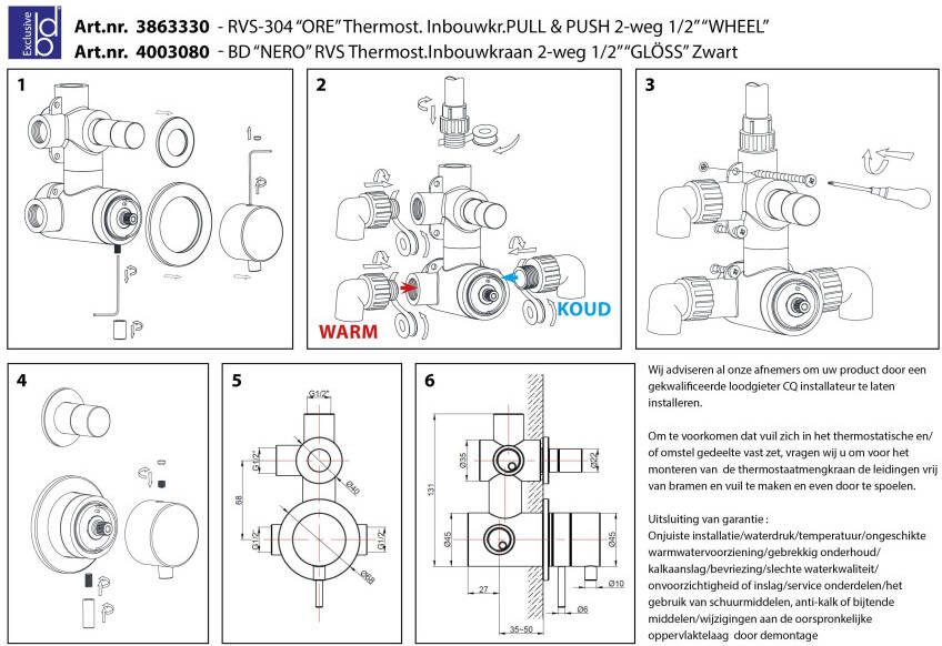 Best design Ore M300 inbouw regendoucheset RVS 304