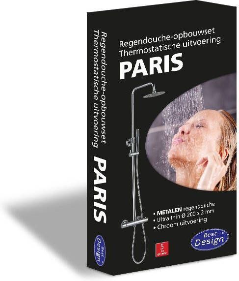 Best design Paris Regendouche opbouwset thermostatisch chroom