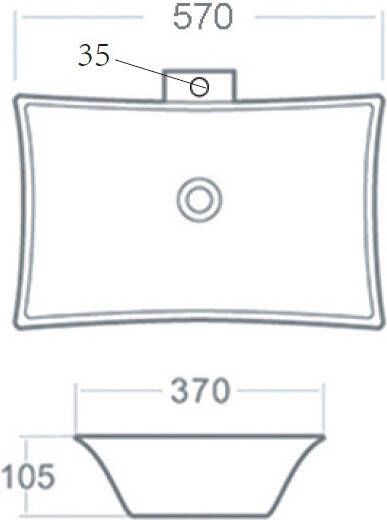 Best design Raaf opbouw wastafel met kraangat 56x37 glans wit