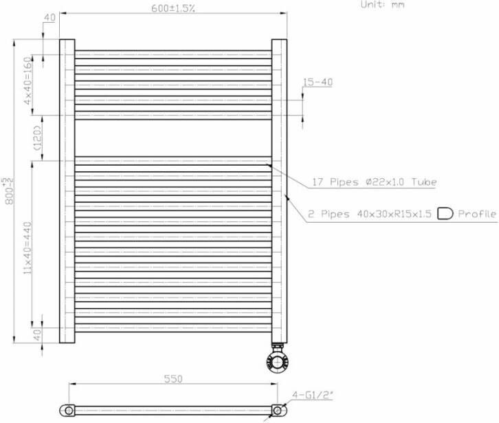 Best design Senden White elektrische radiator 80x60 wit