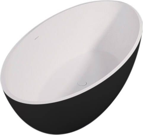 Best design Solid Surface vrijstaande bad 185x85 cm Bicolor mat zwart wit