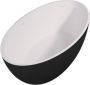 Douche Concurrent Ligbad Vrijstaand New Stone Ovaal 180x85x52cm Solid Surface Bicolor Zwart Wit - Thumbnail 2
