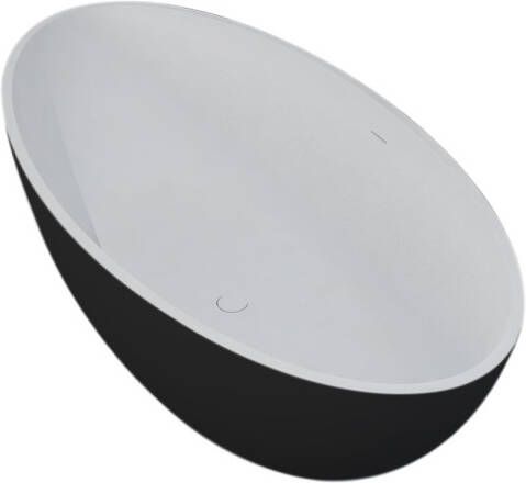 Best design Solid Surface vrijstaande bad 185x85 cm Bicolor mat zwart wit