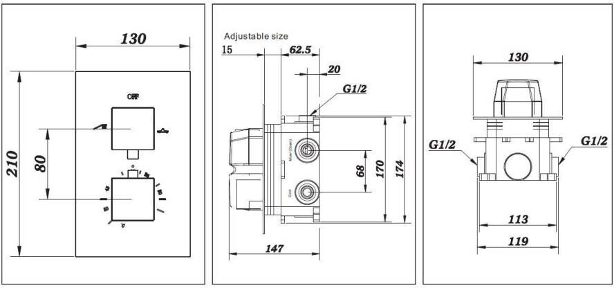 Best design Stylmo inbouwthermostaat met inbouw box 2- weg mat zwart