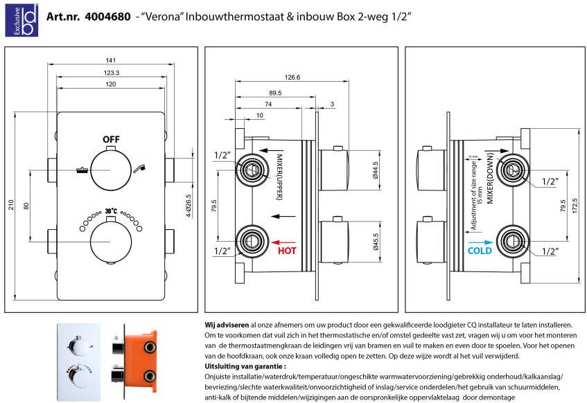 Best design Verona Inbouwthermostaat en Inbouw Box 2