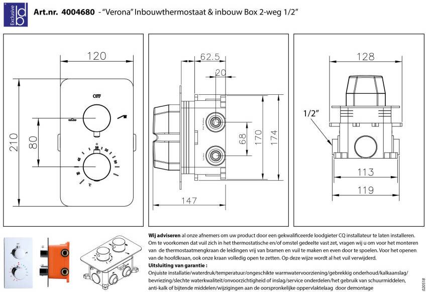Best design Verona M 200 inbouw regendoucheset chroom