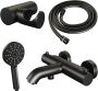 Brauer Badkraan Black Edition Set 04 Thermostatisch Opbouw Rond Mat Zwart 2 Greeps met Wandhouder en Handdouche 3 Standen - Thumbnail 5