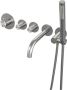 Brauer Brushed Carving Badkraan Inbouw douchegarnituur 20cm uitloop met inbouwdeel 3 carving knoppen handdouche rond 3 standen PVD geborsteld RVS 5-NG-094 - Thumbnail 4