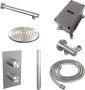 Brauer Brushed Carving Regendoucheset inbouw hoofddouche 20cm plafondarm 20cm 2 functies glijstang inclusief inbouwdeel handdouche Rond 3 standen PVD geborsteld RVS 5-NG-143 - Thumbnail 8