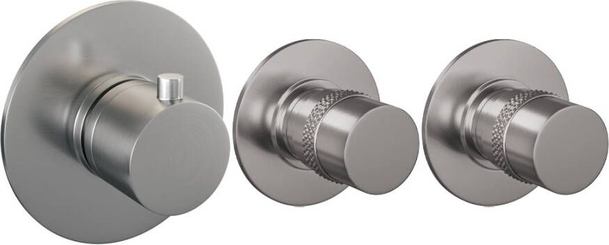 Brauer Brushed Edition doucheset gebogen muurbuis en ronde handdouche 20 nikkel