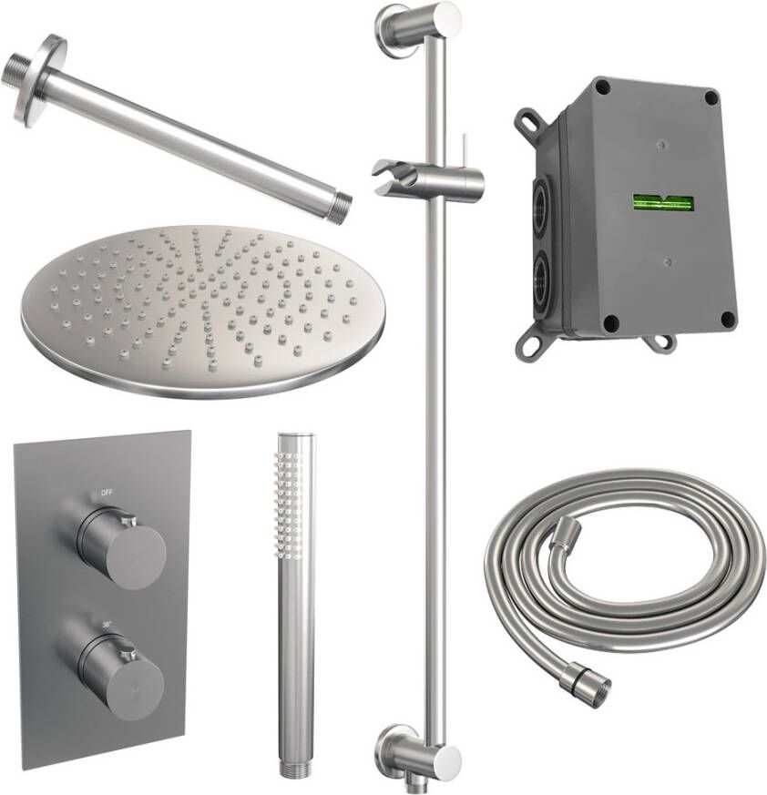 Brauer Brushed Edition doucheset glijstang en staafhanddouche 3-weg 30 nikkel