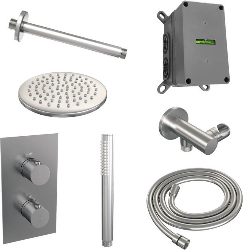 Brauer Brushed Edition doucheset met staafhanddouche 3-weg 20 nikkel