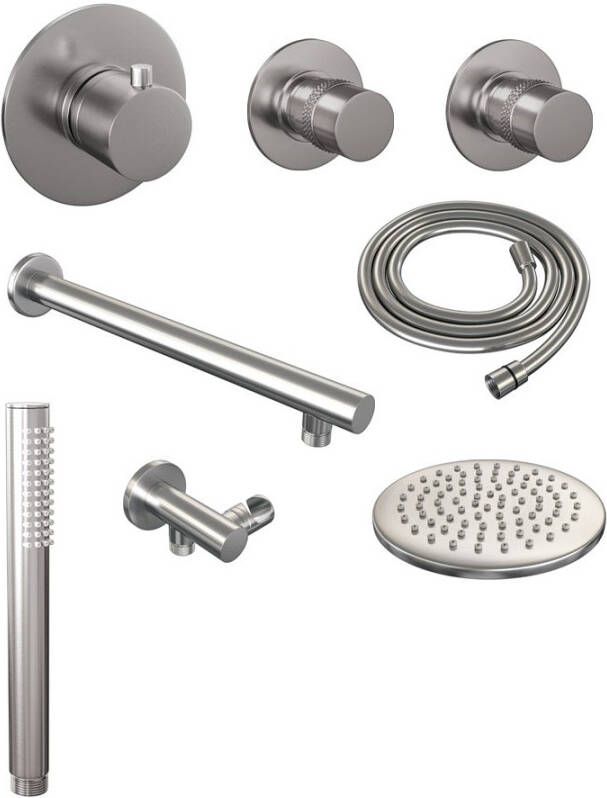 Brauer Brushed Edition doucheset rechte muurbuis en staafhanddouche 20 nikkel
