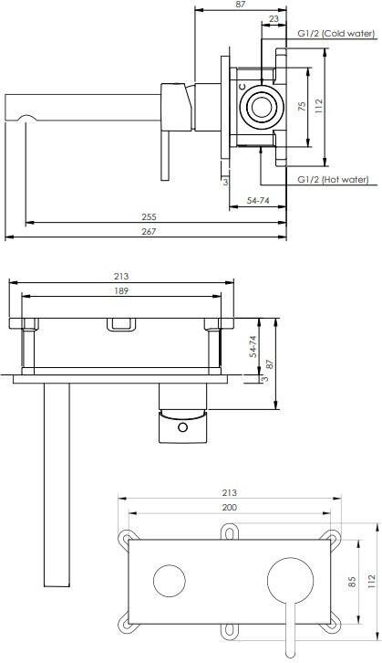 Brauer Brushed Edition inbouw wastafelmengkraan kleine ronde hendelstaaf 20x9 nikkel