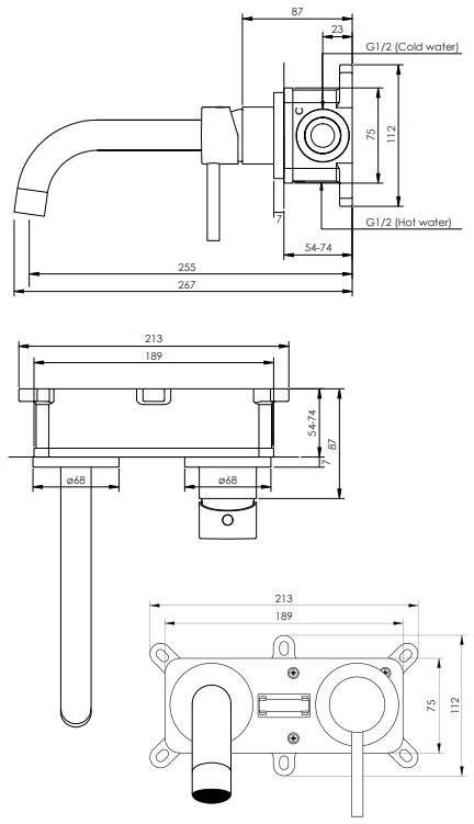 Brauer Brushed Edition inbouw wastafelmengkraan ovale hendelstaaf 20x9 nikkel Gebogen