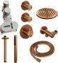 Brauer Copper Carving thermostatische inbouw regendoucheset 20cm plafondarm met 20cm ronde hoofddouche 3 standen ronde handdouche 150cm gladde doucheslang met aansluitbocht en handdouchehouder Koper geborsteld PVD 5-GK-107 - Thumbnail 4