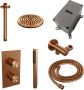 Brauer Copper Carving thermostatische inbouw regendoucheset met 2-weg omstel 40cm gebogen wandarm met 20cm ronde hoofddouche 3 standen ronde handdouche 150cm gladde doucheslang met aansluitbocht en handdouchehouder Koper geborsteld PVD 5-GK-129 - Thumbnail 4