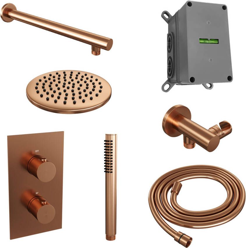 Brauer Copper Edition doucheset rechte muurbuis en staafhanddouche 3-weg 20 koper