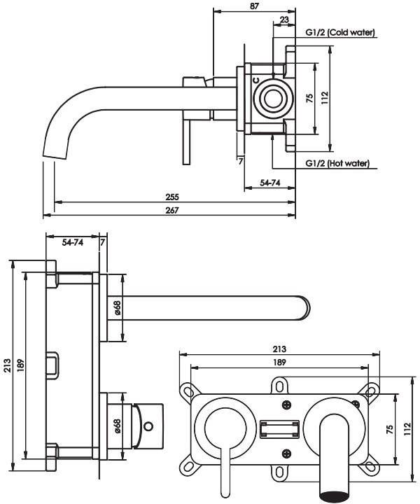 Brauer Copper Edition inbouw wastafelkraan met gebogen uitloop en brede staaf koper