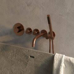 Brauer Copper Edition inbouwbadkraan uitloop en staafhanddouche koper