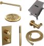 Brauer Gold Carving Regendoucheset inbouw hoofddouche 20cm plafondarm 20cm 2 functies glijstang inclusief inbouwdeel handdouche Rond 3 standen PVD geborsteld goud 5-GG-143 - Thumbnail 6
