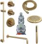 Brauer Gold Edition Regendoucheset inbouw hoofddouche 20cm Wandarm glijstang met inbouwdeel Gladde knoppen handdouche Staaf 1 stand PVD geborsteld goud 5-GG-078 - Thumbnail 11